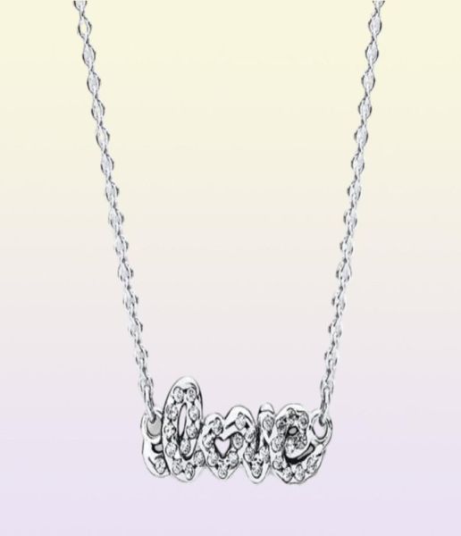 Perles Signature de l'amour 45 cm / 17,7 dans un collier authentique 925 Silver Sterling s'adapte aux bijoux de style Europe