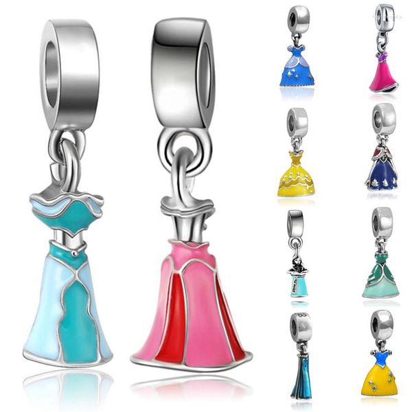 Perles argent breloques européenne belle robe de princesse pendentif femmes Bracelets à faire soi-même Bracelets bijoux 10 Styles