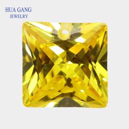 Perles Single Hole Aaaaa Square Shape Golden Cubic Zirconia Stone pour bijourie de haute qualité 4x4 ~ 12x12 de haute qualité