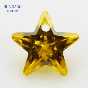 Cuentas de un solo agujero AAAAA Star forma de estrella Golden Cubic Zirconia Piedra para hacer joyas 4x4 ~ 10x10 mm de alta calidad CZ Envío gratis