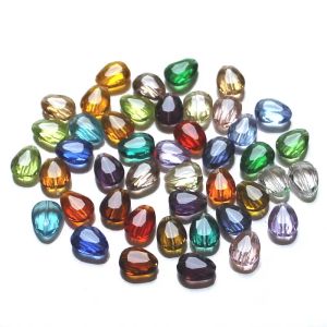 Kralen strebelle aaa mode charmante mix kleuren plat drop beads 8x6mm 10x8 mm 12x10 mm platte peer glazen kralen sieraden accessoires 100 stks