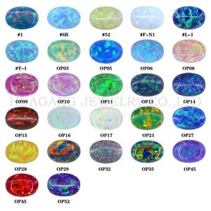 Perles opale synthétique pierres en vrac forme ovale Cabochon dos plat créé perles d'opale pierres semi-précieuses pour bijoux 3x5mm10x14mmmm