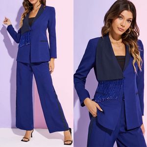 Perles Gland Mère De La Mariée Pantalon Costumes Lâche Soirée Femmes Tuxedos Outfit Porter 2 Pièces