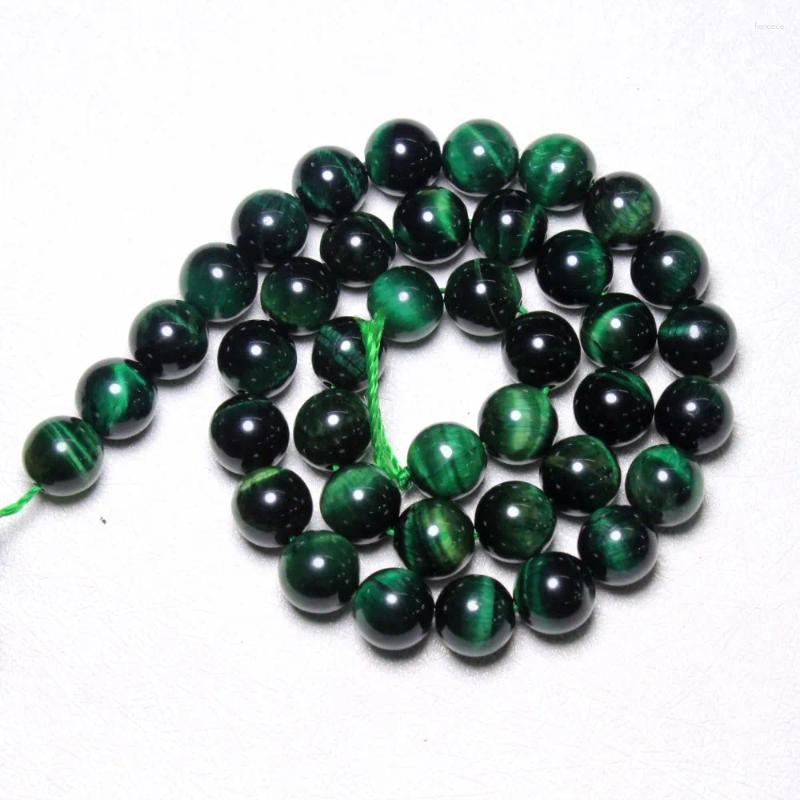 Grânulos topo verde olho de tigre natural semi-preciosa pedra redonda para fazer jóias 6/8/10/12mm diy pulseira colar costa 15''