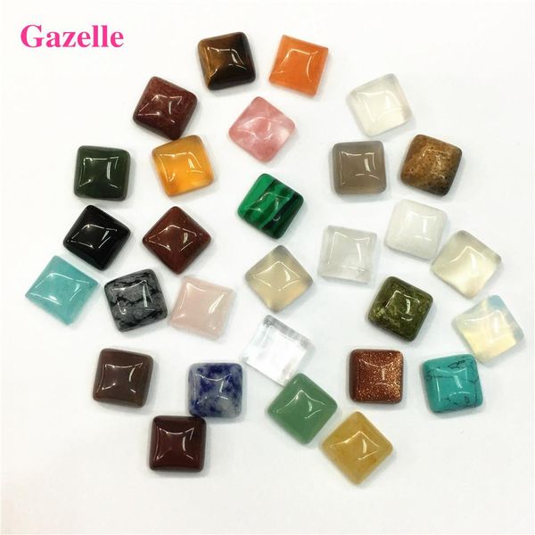 Perles à la mode assorties pierre naturelle géométrique carré cabine Cabochons perles opale Agates cristal en gros 50 pcs 10*10mm livraison gratuite