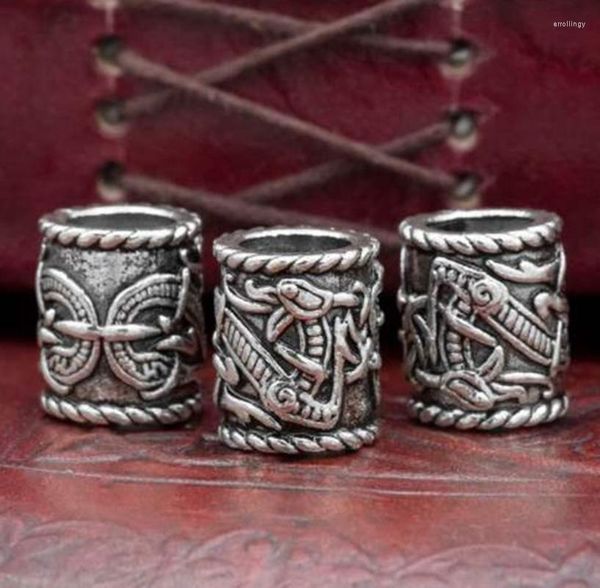Cuentas de runa vikinga, ornamento de barba, espaciador grande, anillo de Metal, tubo, trenza de pelo, pulsera artesanal, amuleto, anillos para rastas, accesorios de agujero grande