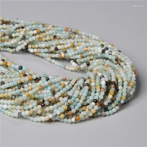 Perles en gros 2 3 4mm minuscules facettes naturelles multicolores Amazonite ronde pierre en vrac bijoux Agat 15 