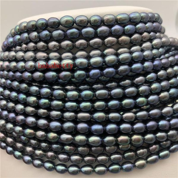 Perles en gros 2 pièces nouvelle mode Simple forme de riz naturel 67mm AAA perle noire perles en vrac bricolage 15
