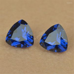 Cuentas al por mayor 3x3-10x10mm 112 # zafiros azul triángulo trillón forma corte suelto gemas de espinela sintética piedra para ajuste de joyería