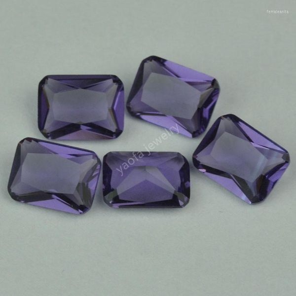 Perles En Gros 3x5-13x18mm Violet Couleur Baguette Octangle Forme Lâche Violet Synthétique Verre Pierre Octogone Cut Gemmes Pour Bijoux DIY