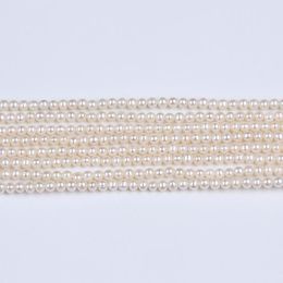 Cuentas al por mayor de perlas de agua dulce redondas blancas naturales AA de 4mm sueltas sobre perlas en hebra