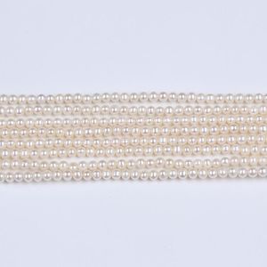 Perles en gros 4mm AA naturel blanc rond perle d'eau douce en vrac sur perle en brin