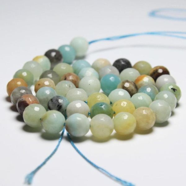 Perles en gros à facettes mélange naturel couleur Amazonite pierre pour la fabrication de bijoux Bracelet bricolage 4/6/8/10/12 Mm brin 15.5''