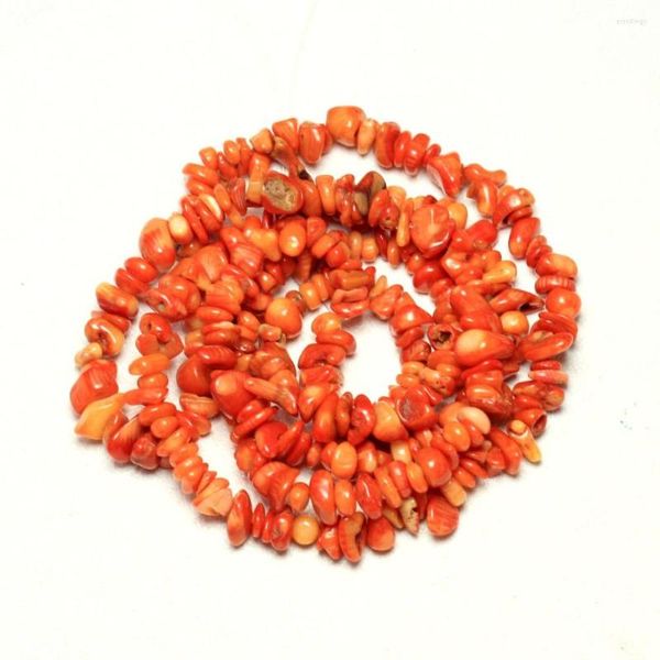 Perles en gros gravier forme colorant Orange corail naturel 5-8 Mm pierre pour la fabrication de bijoux bracelet à bricoler soi-même collier brin 34''