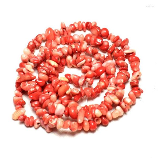 Perles en gros gravier forme colorant rose corail naturel 5-8 Mm pierre pour la fabrication de bijoux bracelet à bricoler soi-même collier brin 34''