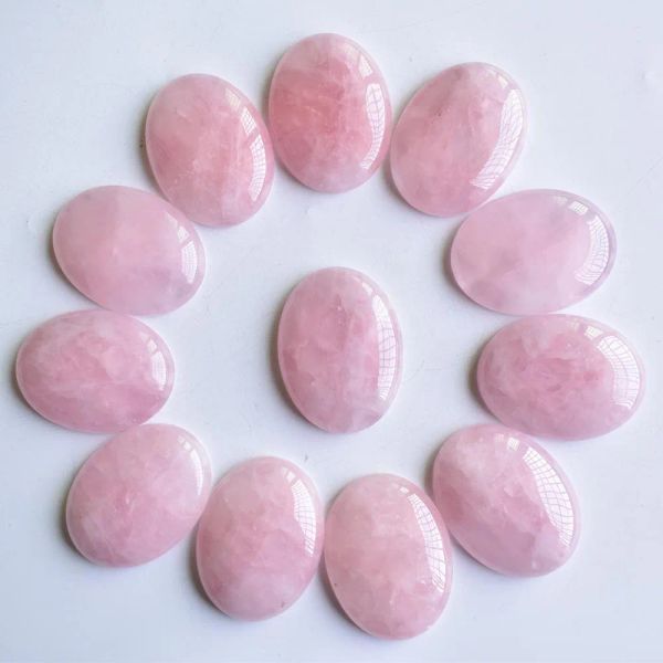 Perles en gros de haute qualité Natural Pink Quartz Perles de cabochon ovales pour les accessoires de bijoux faisant la livraison gratuite