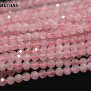 Perles en gros naturel 4,5 mm (4 sons / set) Madagascar Rose Quartz Facet Round Gem Stone Loose Perles pour la fabrication de bijoux