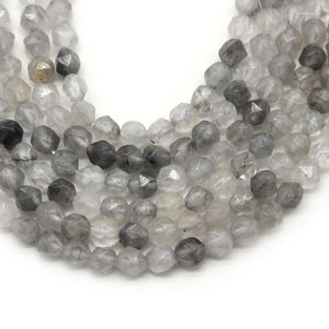 Perles en gros de pierre de cristal gris à facettes naturelles rondes en vrac pour la fabrication de bijoux bracelet à bricoler soi-même 6/8/10 Mm 15 