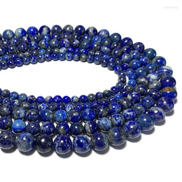 Perles en Lapis Lazuli naturel, pierre ronde bleue en vrac pour la fabrication de bijoux, collier de Bracelet fait à la main, 6/8/10MM, vente en gros