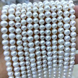 Kralen groothandel natuurlijk nabij ronde zoetwaterparels (a) wit los voor sieraden maken doe-het-zelf armband ketting 7-8 mm