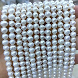 Perles en gros naturel près des perles d'eau douce rondes (A) White lâche pour les bijoux faisant du bracelet bricolage 7-8 mm