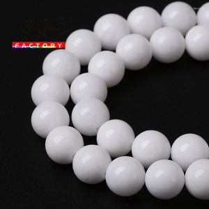 Perles en gros pierre de porcelaine blanche naturelle pour la fabrication de bijoux en céramique Bracelet à bricoler soi-même matériel 4/6/8/10/12/14 Mm brin 15 