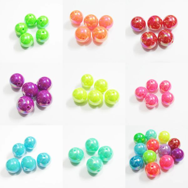 Cuentas al por mayor de 12 mm de 12 mm 500pcs/bolsa, 20 mm 100pcs/bolsa color neón abades acrílicas sólidas para joyas gruesas