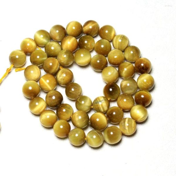 Perles Jaune Oeil de Tigre Semi-précieuse Pierre Naturelle Ronde Pour La Fabrication de Bijoux 6/8/10/12 Mm DIY Bracelet Collier Brin 15''