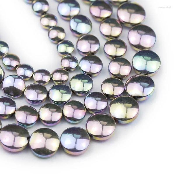 Perles YHBZRET pierre naturelle violet clair pièce ronde hématite entretoise en vrac pour la fabrication de bijoux 6/8/10mm accessoires de bracelet à bricoler soi-même
