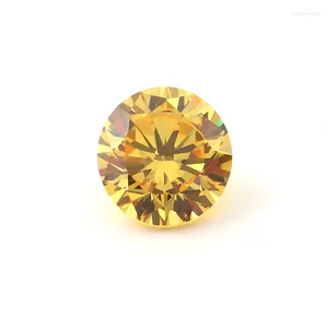 Perles YOUCHENG forme ronde en gros pierre Cz 0.8mm-3mm 5A couleur jaune doré zircon cubique gemmes synthétiques pour bijoux