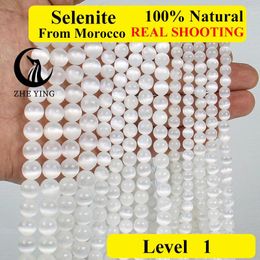 Kralen Zhe ying 88,5 mm Echte natuurlijke selenietsteen in de buurt van round semi -beurzende losse kralen diy sieraden maken accessoires maken