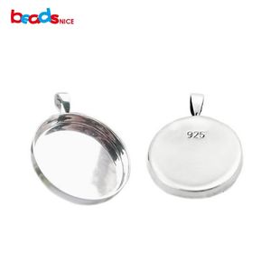 BeadSnice 925 Sterling Zilveren Hanger Trays Cabochon Montages Fit voor 25,4 mm Ronde Nee Stempel Onloop ID 26727