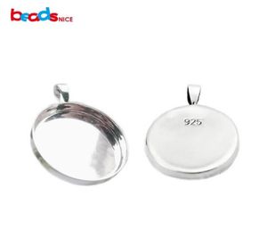 Beadsnice 925 sterling zilveren hanger trays cabochon bevestigingen geschikt voor 254 mm rond zonder stempel onloop ID 267272127402