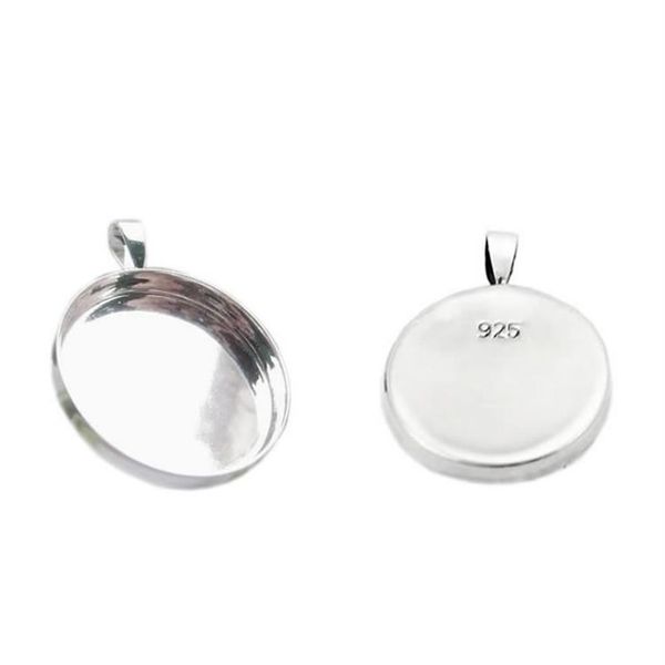 Beadsnice 925 plateaux à pendentif en argent sterling supports de cabochon adaptés aux pierres rondes à dos plat de 25 4 mm po bijoux pendentif ébauches 265 V