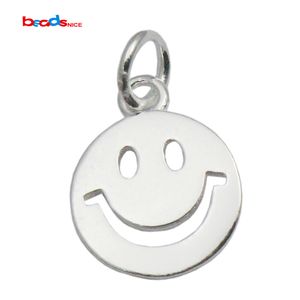 Beadsnice 925 pendentifs en argent sterling smiley visage charmes mignon sourire visage cadeaux d'anniversaire bijoux à bricoler soi-même trouver ID 35631