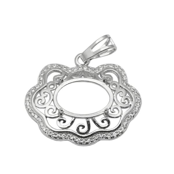 Beadsnice 9x13 pendentif en pierre ovale réglage Semi-montage en argent Sterling accessoires faits à la main Base de pendentif vierge en forme de nuage ID 34064