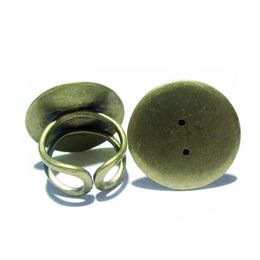 Beadsnice Verstelbare Vingerring Basis Bezel Ring Blank met 16 mm Platte Pad Messing Unieke Sieraden Hele Ring Maken ID 8130252b