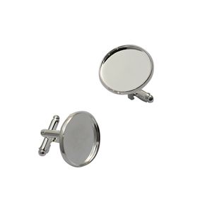 Beadsnice Base de boutons de manchette en laiton pour cabochons ronds de 20 mm plaqué argent pour 20 pièces