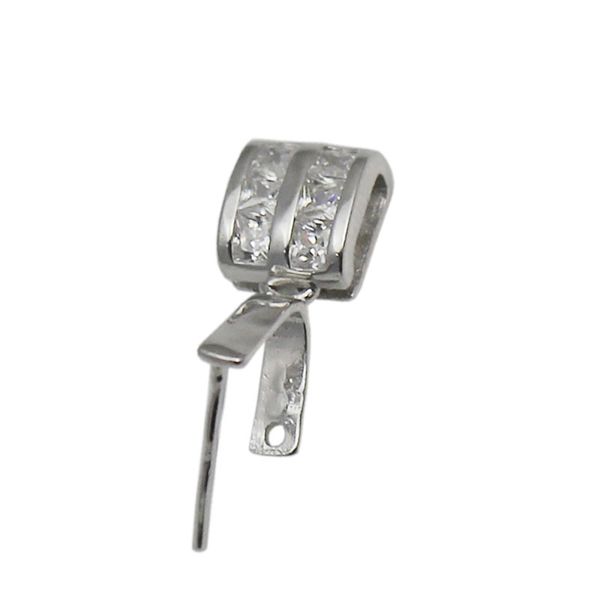 Beadsnice Clip de pellizco de metal con conector de fianza de plata esterlina con accesorios de joyería de diamantes CZ ID al por mayor 34622