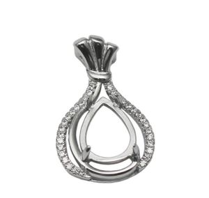 Perlesnice en argent sterling Zircon résultats de bijoux pendentif en pierre précieuse réglage cabochon de montage pour pierre en forme de larme de 12x8mm ID 345046508432