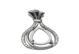Perlesnice en argent sterling Zircon résultats de bijoux pendentif en pierre précieuse réglage cabochon de montage pour pierre en forme de larme de 12x8mm ID 345047066210
