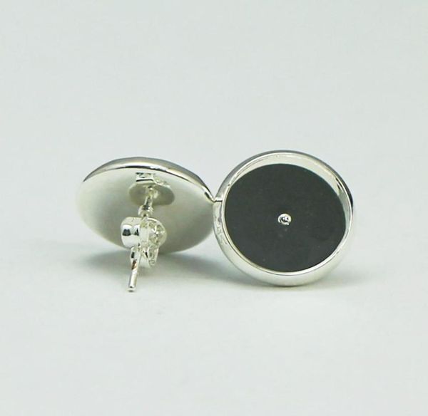 Base de boucle d'oreille Beadsnice en plaqué argent, boucles d'oreilles rondes, plateaux de boucles d'oreilles à lunette vierge, adaptés aux cabochons de 12 mm ou à la résine ID 8268501625