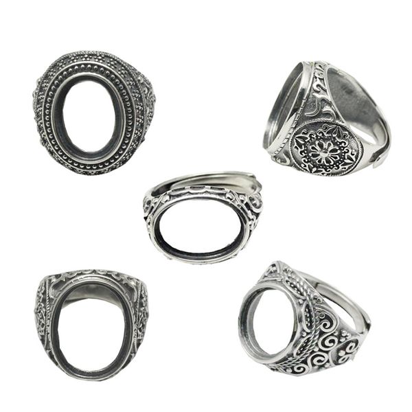 Beadsnice Thaïlande Bagues en argent avec base de cabochon ovale pour homme Bijoux faits à la main Bague vierge Joli cadeau Article ID 34074