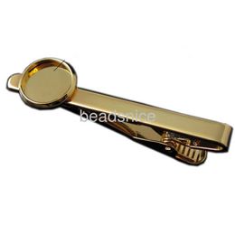 BeadSnice Hoge Kwaliteit 18 K Vergulde Tie Clip voor Mannen Handgemaakte Tie Clip met 12mm Ronde Cabochon Omgeving 10pcs / lot ID 23646