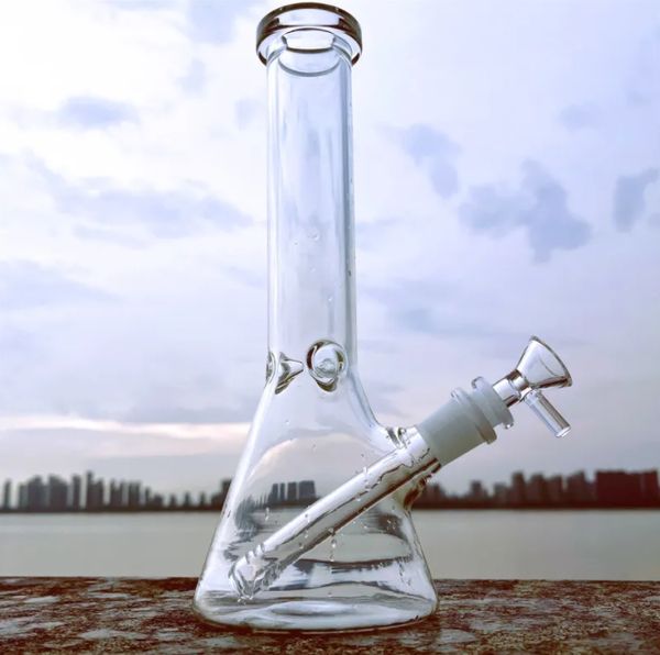 Beaker Bongs Glass Agua Bongs Vidrio soplado a mano Acento de boquilla en la boquilla Hookahs Hookahs Paso de agua Vidraza con cabeza