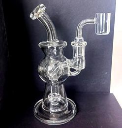 beker bongs Waterpijpen recycler dab rig asvanger Mini ball-in-ball hoge borosili Glazen cate Bongsoil boor bubble houder bong vol 7 inch hoog