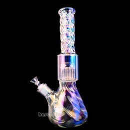 Bécher Dab Rigs Bongs D'eau En Verre Arc-En-Verre Narguilés Shisha Fumer Des Conduites D'eau Dwnstem Perc Avec Joint De 14mm