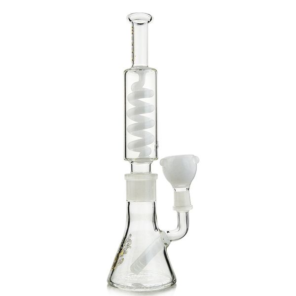 Vaso de precipitados Bongs de vidrio Cachimbas Construya un tubo recto Bong Difundido Downstem Freezable Oil Dab Rigs Tubos de agua de junta macho de 14 mm con bobina de condensador de tazón