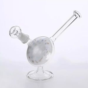 Clear White Mini Glass Bongs Hookahs Secial Round Design con Bowl Percolatos Pipas para fumar para niñas Regalo Hookahs hechos a mano Imagen real