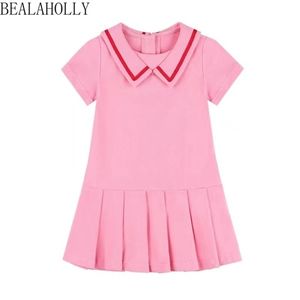 Bealaholly été nouvelles robes de Sport pur coton rose filles vêtements robes pour adolescentes a-ligne enfants vêtements Q0716